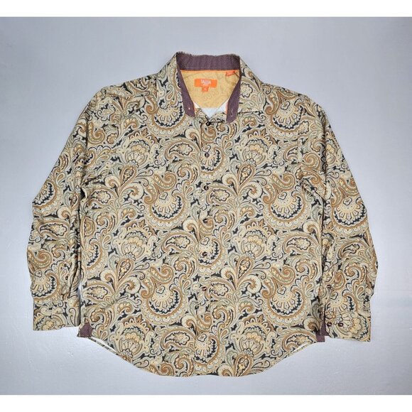 Tallia Dress Shirt Mens XL. Paisley Hounds Tooth. Polyester & Spandex Button Up. - Picture 1 of 8
